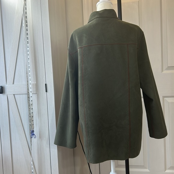 Alfred Dunner Olive with Rust Trim Faux Suede Fall Jacket Sz 12 - Picture 5 of 9